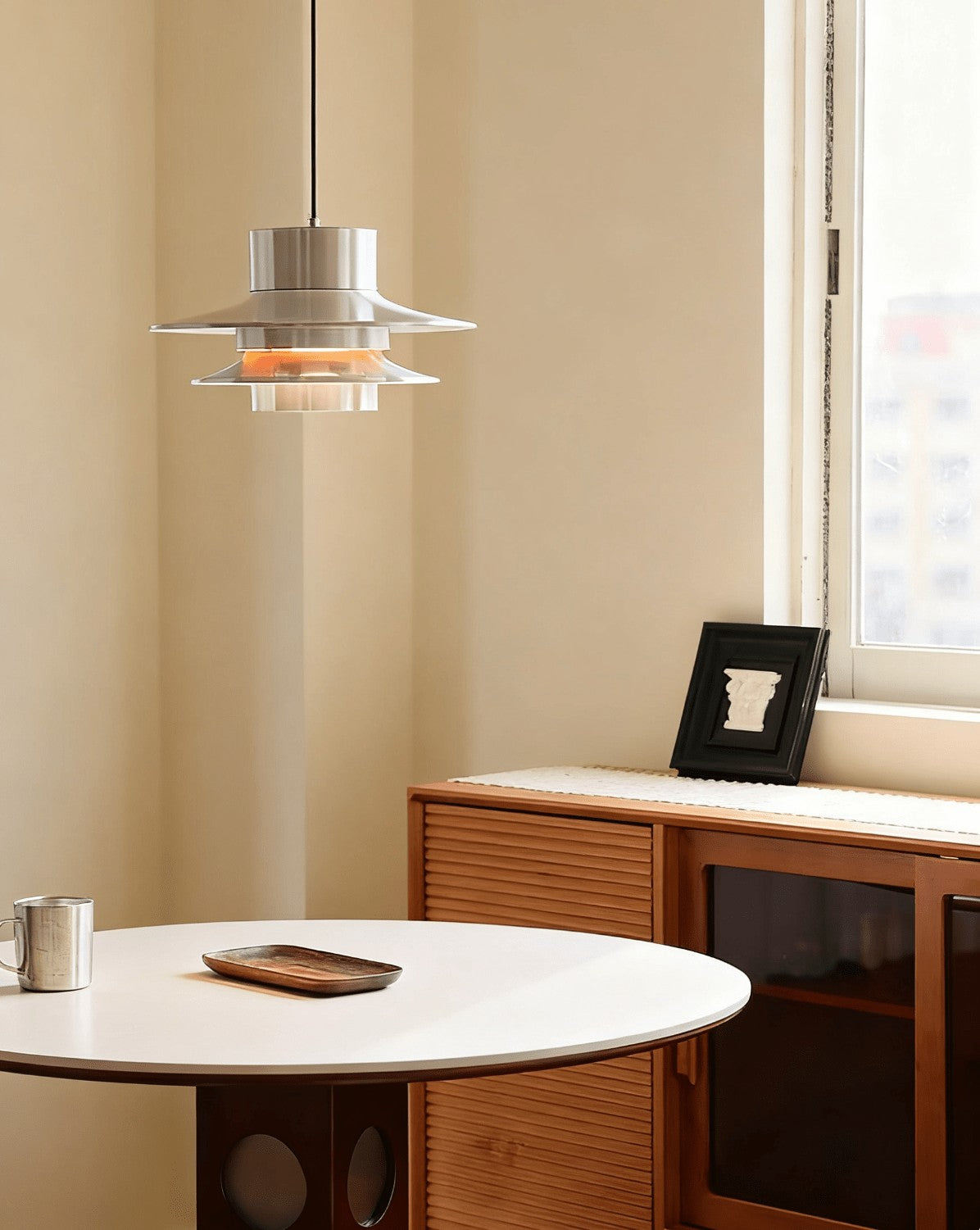 Tiered Chrome Disc Pendant Light