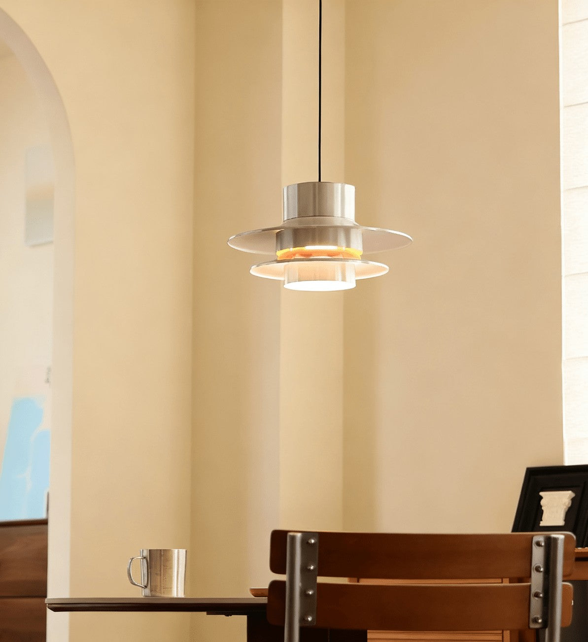 Tiered Chrome Disc Pendant Light