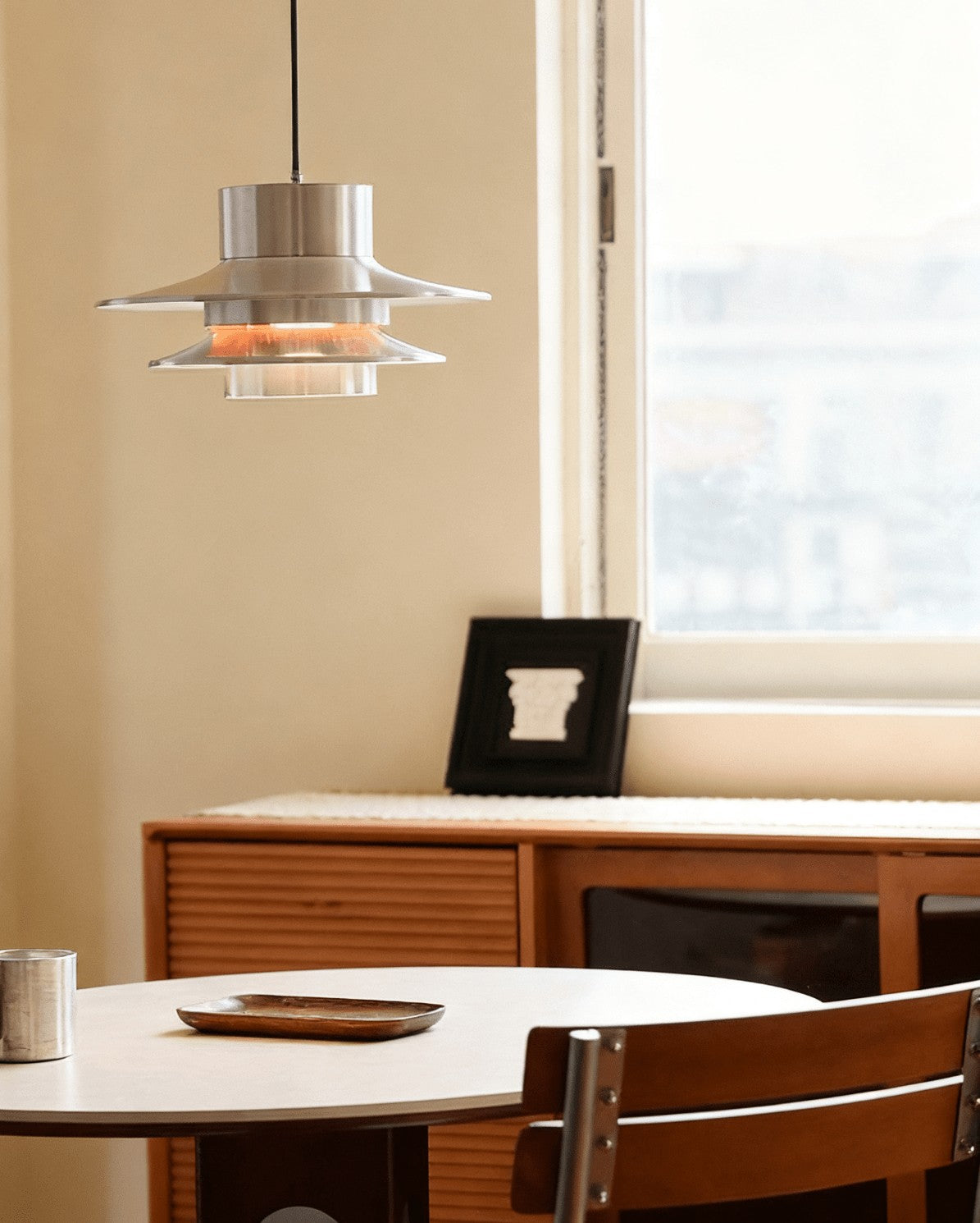 Tiered Chrome Disc Pendant Light