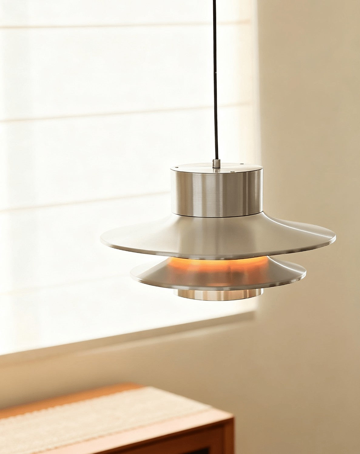 Tiered Chrome Disc Pendant Light