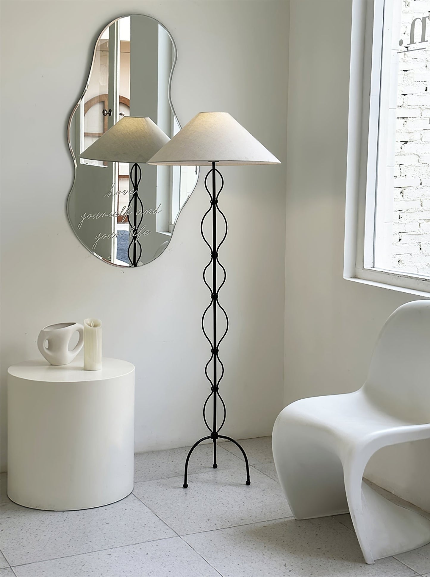 Twisted Iron Floor Lamp with Fabric Shade