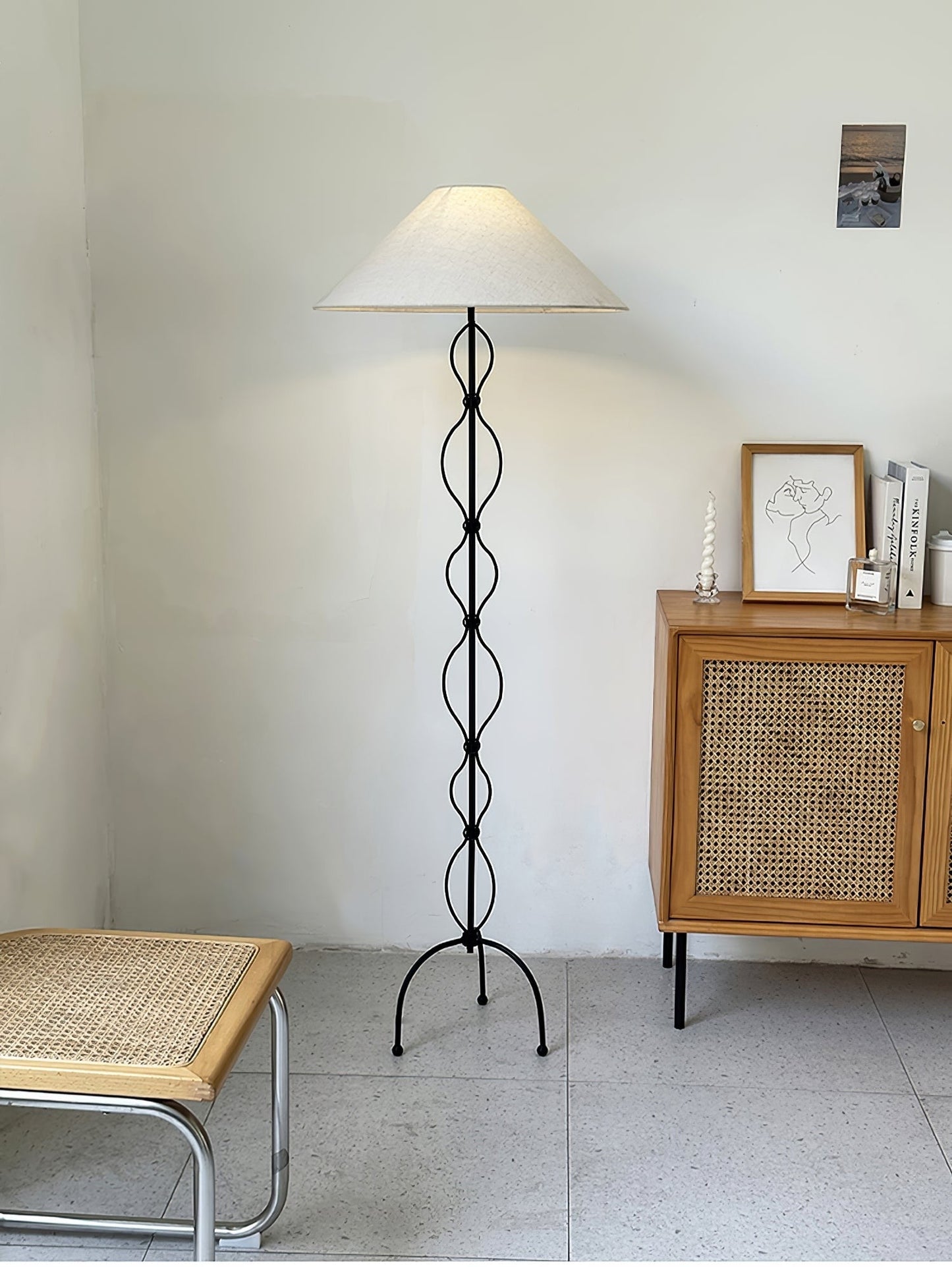 Twisted Iron Floor Lamp with Fabric Shade