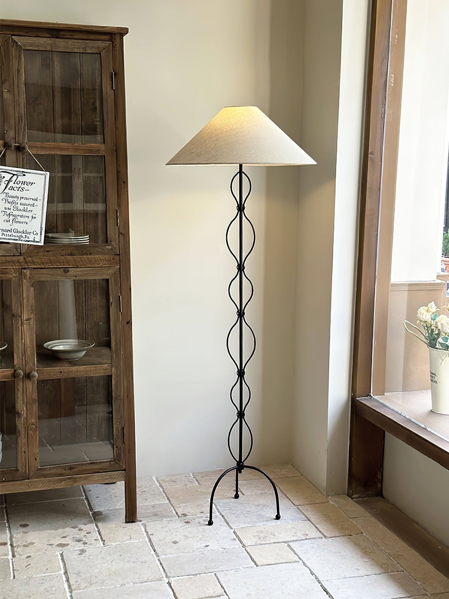 Twisted Iron Floor Lamp with Fabric Shade