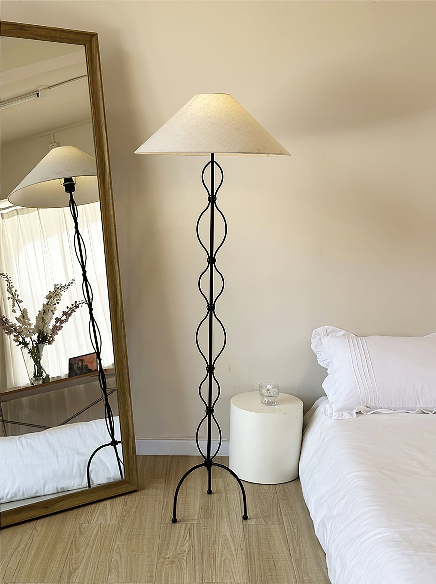 Twisted Iron Floor Lamp with Fabric Shade