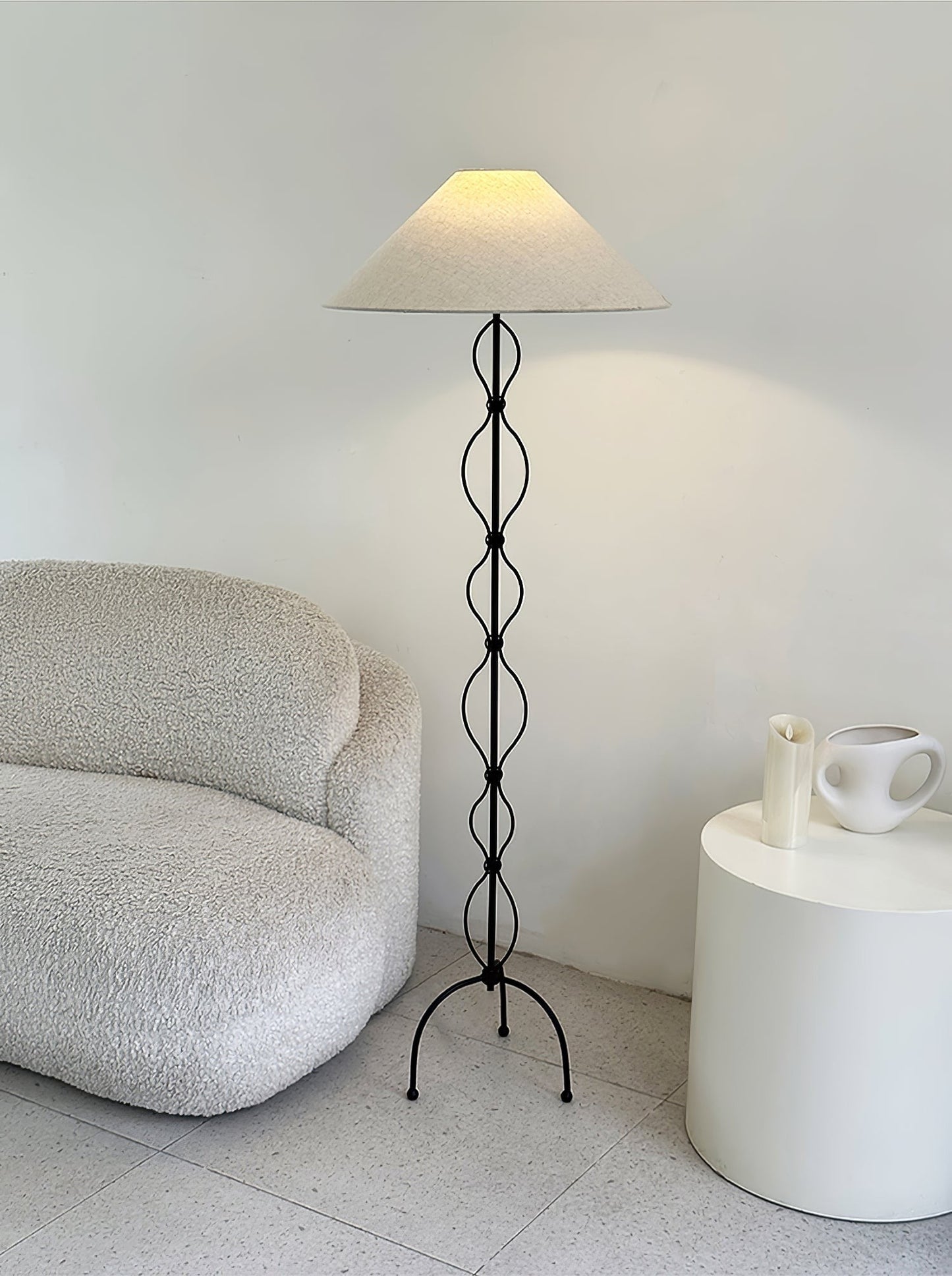 Twisted Iron Floor Lamp with Fabric Shade