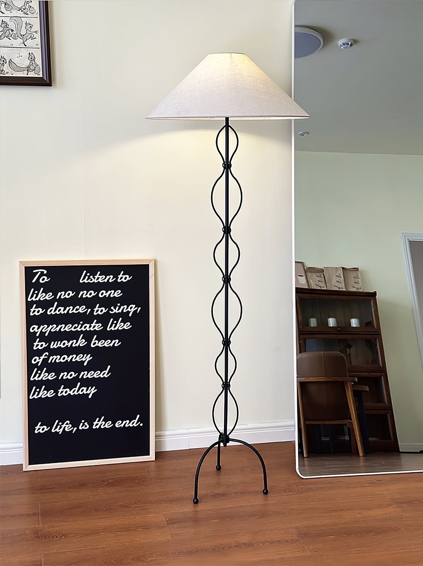 Twisted Iron Floor Lamp with Fabric Shade