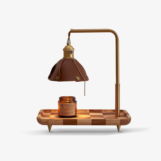 Walnut Leather Accent Table Lamp